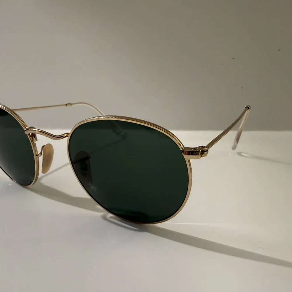 Ray-Ban Gold and Green Roundmetal Sunglasses Unisex